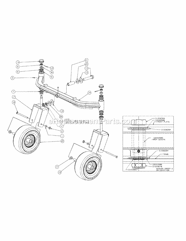 Front Caster Assembly 72-Inch Diagram and Parts List for M72-CT 53AL8CT8050 Cub Cadet Sprayer